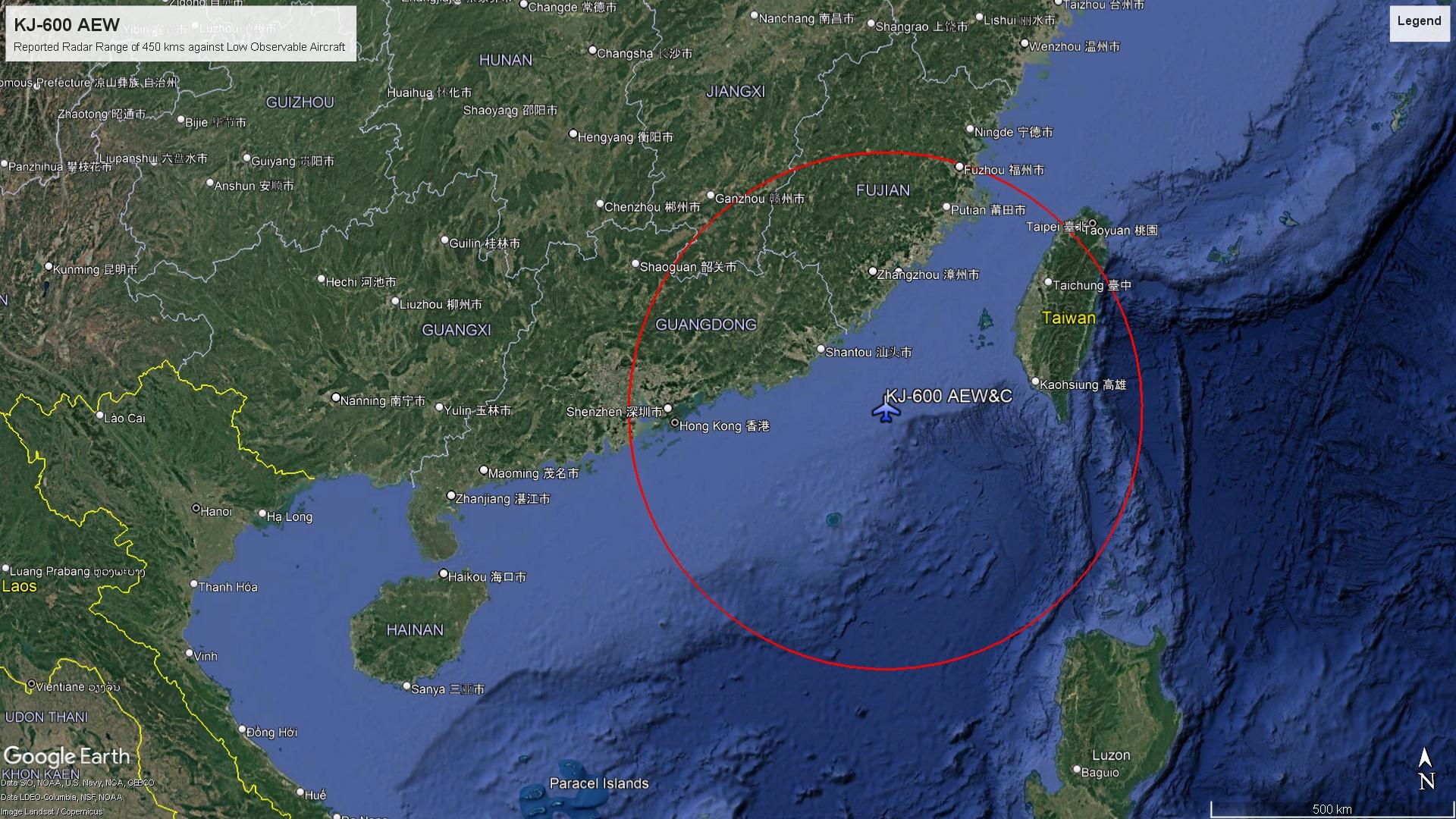 Range Visualization of KJ-600's Radar against Low Observable aircraft