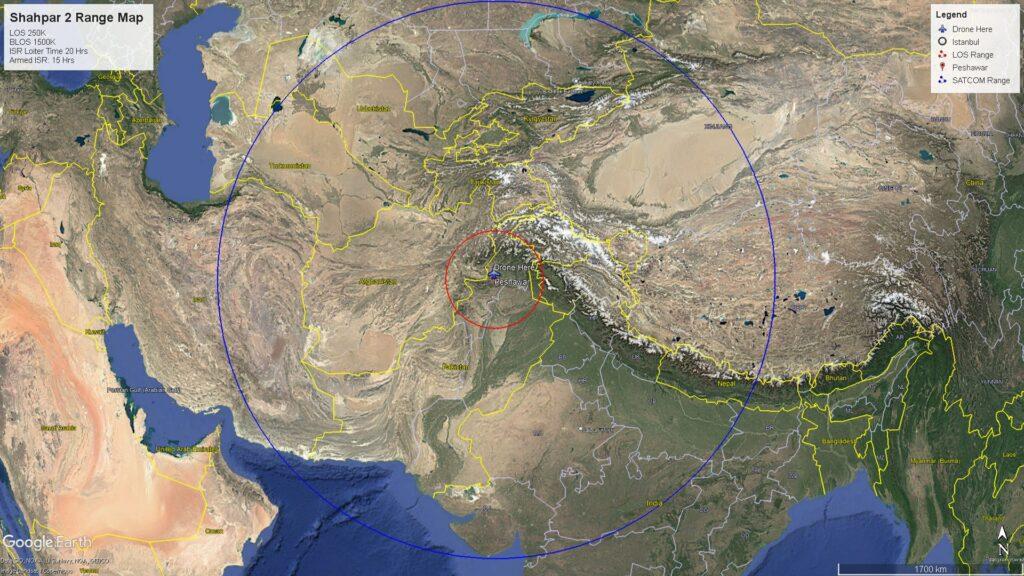 Range Map for The Shahpar 2 with Control Center in Peshawar